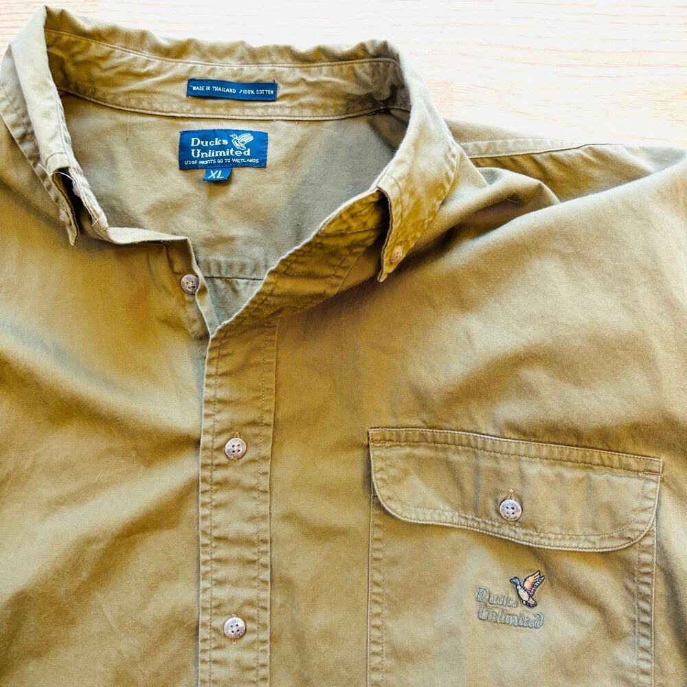 VTG DU DUCKS UNLIMITED BUTTON UP SHIRT LARGE HUNTING 90s
